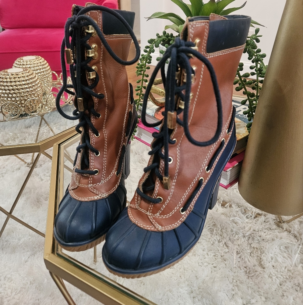 MICHAEL KORS Slicker Lace-Up High Heels Duck BOOTS